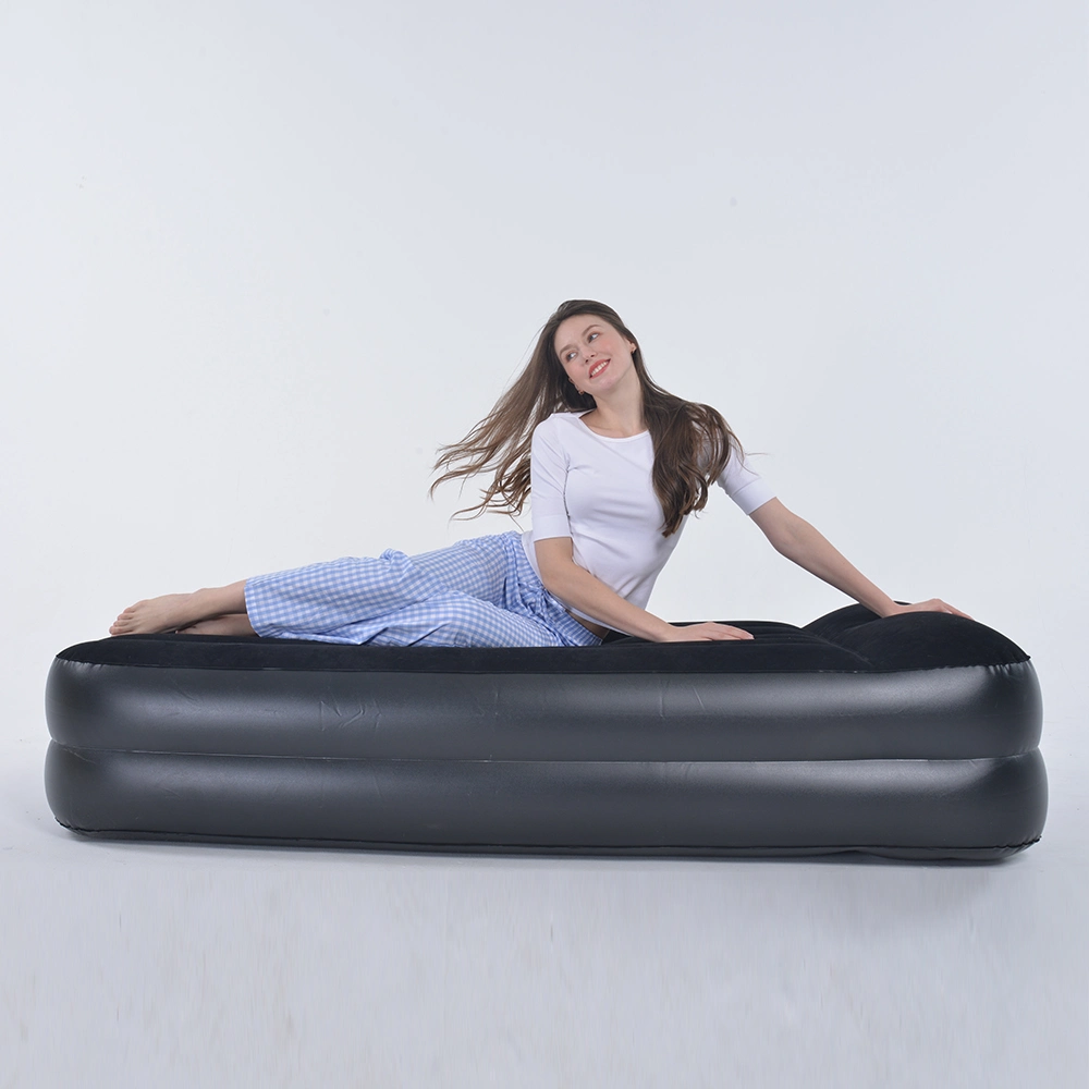 High Raised Airbed with Built in Electric Pump Twin Size Inflatable Air Mattress