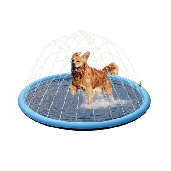 Alfombrilla de refrigeración para perros y mascotas de verano, juego de baño, almohadilla rociadora de salpicaduras de PVC inflable